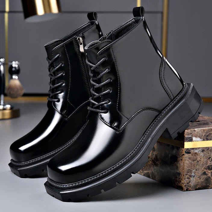 Quentin | Bottes Homme Cuir Verni Lacets Zip