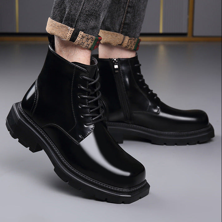 Quentin | Bottes Homme Cuir Verni Lacets Zip