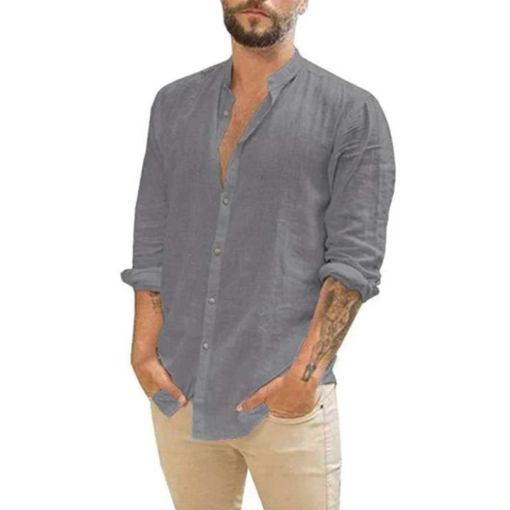 Olivier | Chemise Homme Lin Col Mao