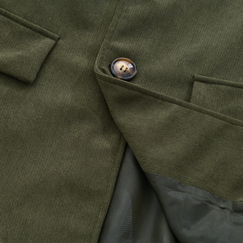 Olivier | Manteau Homme Velours Côtelé Vert Boutonné