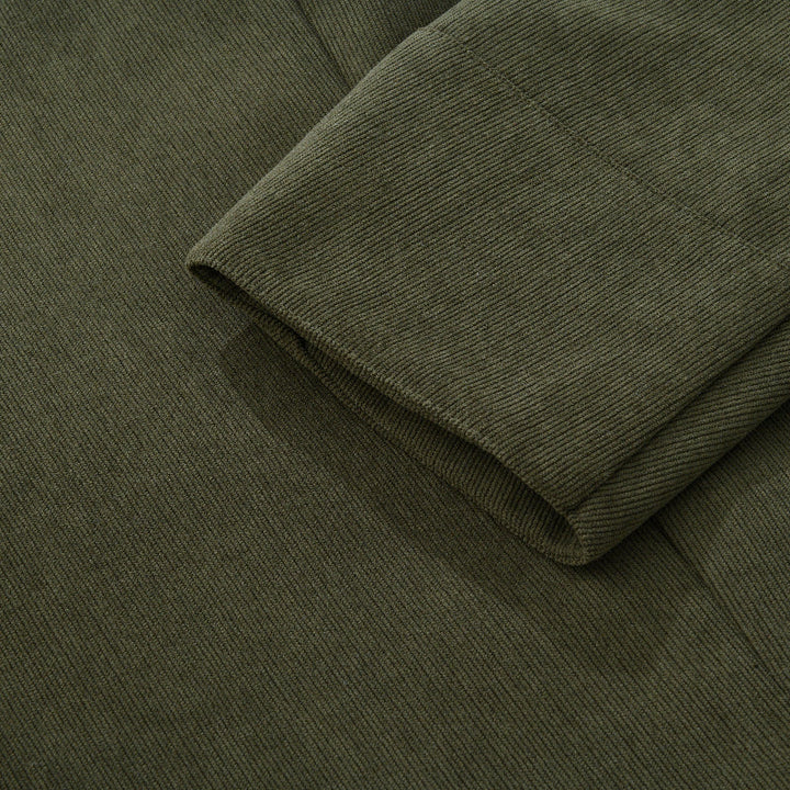 Olivier | Manteau Homme Velours Côtelé Vert Boutonné