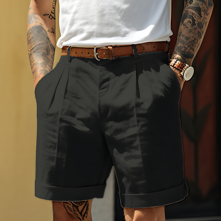 Olivier | Short Homme Blanc Plissé Revers