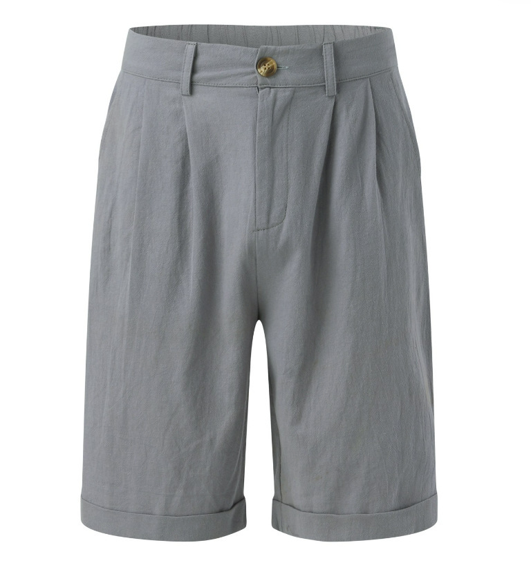 Olivier | Short Homme Blanc Plissé Revers