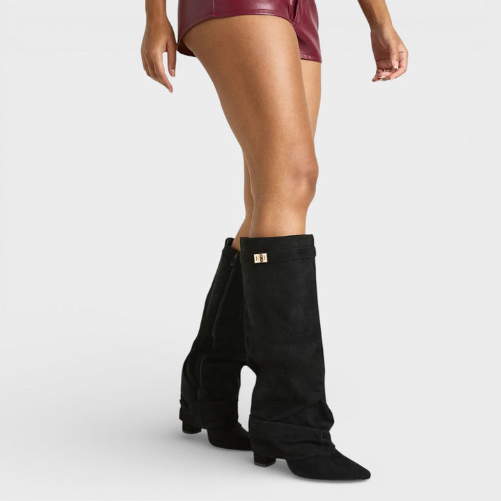 Pauline | Bottes Hautes Souples Daim Beige Femme