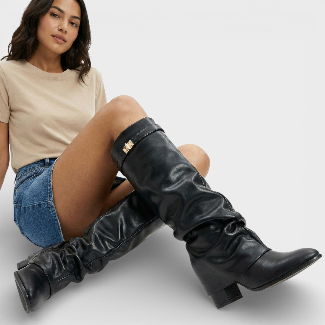 Pauline | Bottes Hautes Souples Daim Beige Femme