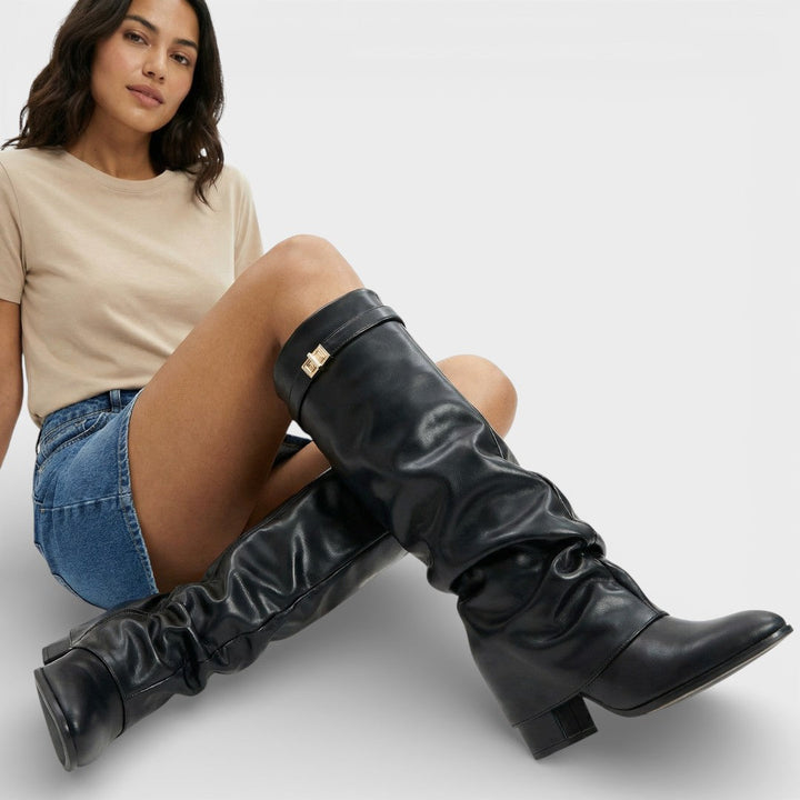 Pauline | Bottes Hautes Souples Daim Beige Femme