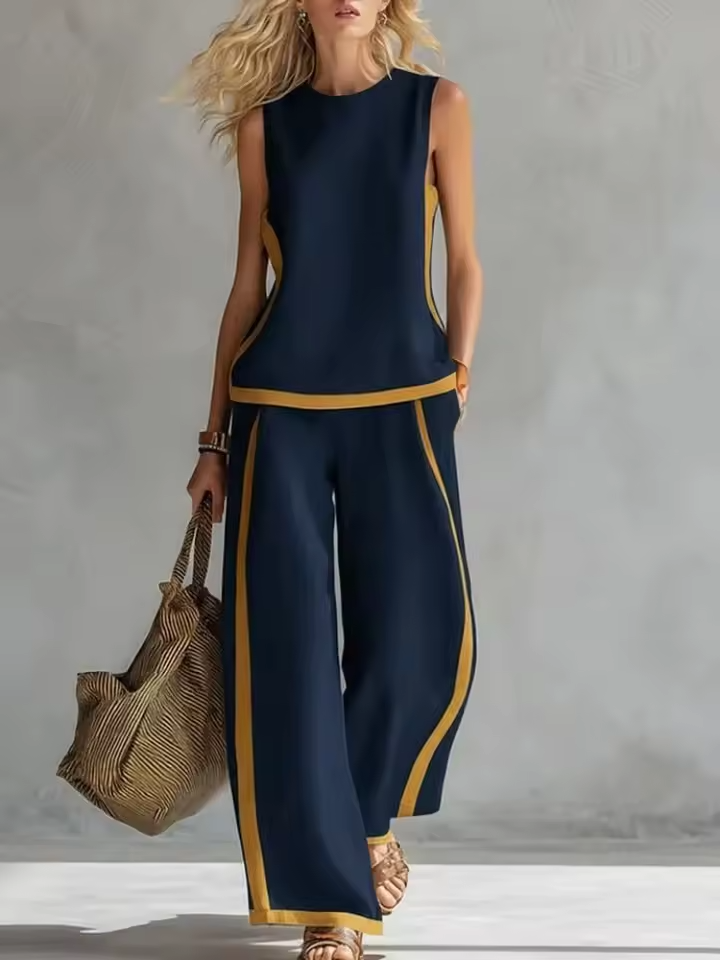 Pauline | Ensemble Pantalon Large Femme Bicolore