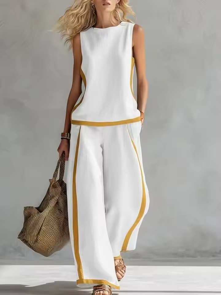 Pauline | Ensemble Pantalon Large Femme Bicolore