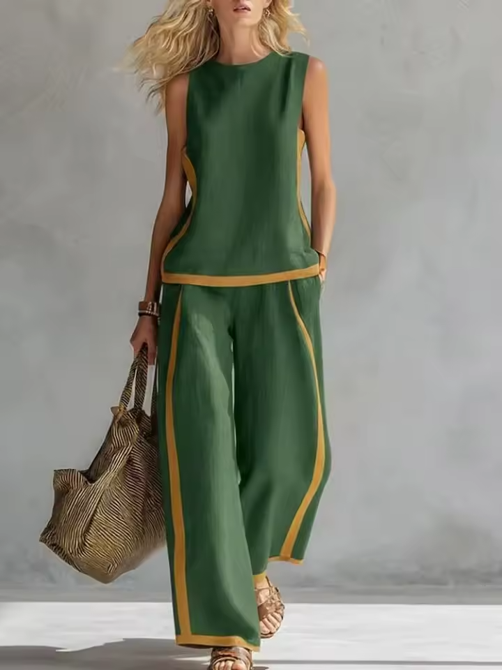 Pauline | Ensemble Pantalon Large Femme Bicolore