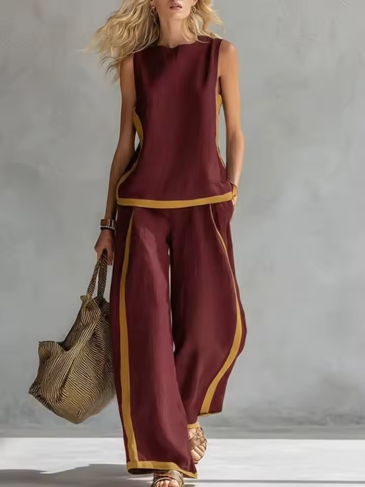 Pauline | Ensemble Pantalon Large Femme Bicolore