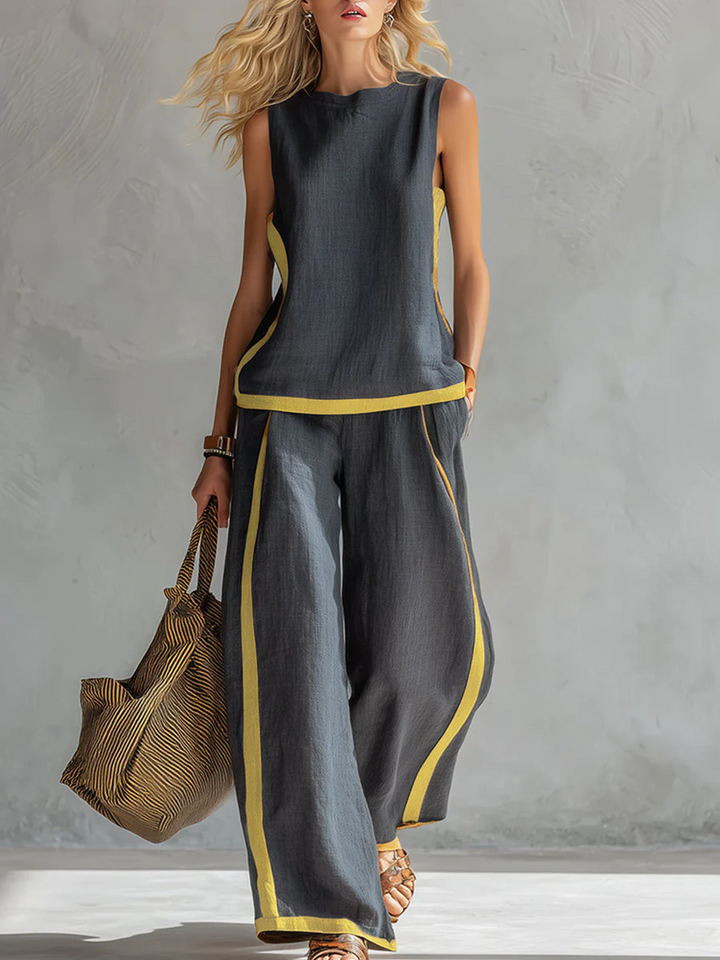 Pauline | Ensemble Pantalon Large Femme Bicolore