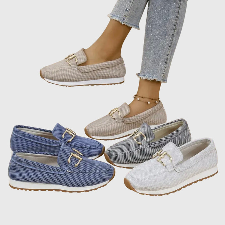 Pauline | Mocassin Femme Plateforme Maille Bleue