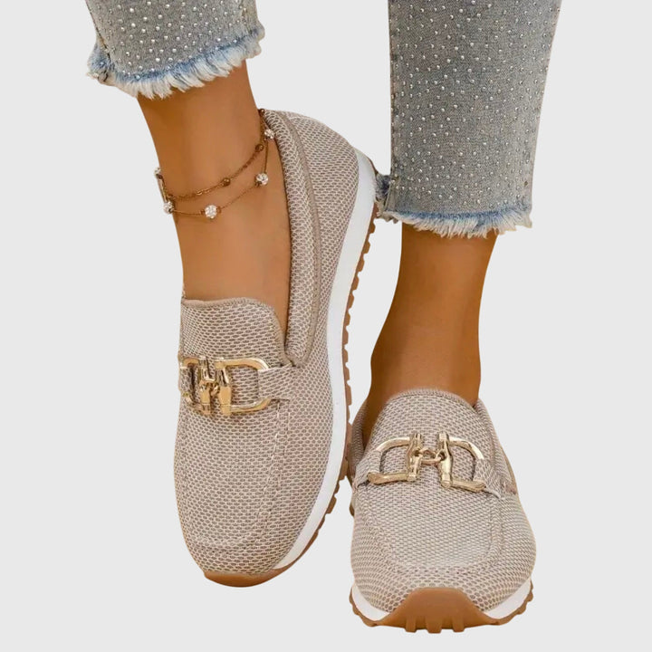 Pauline | Mocassin Femme Plateforme Maille Bleue