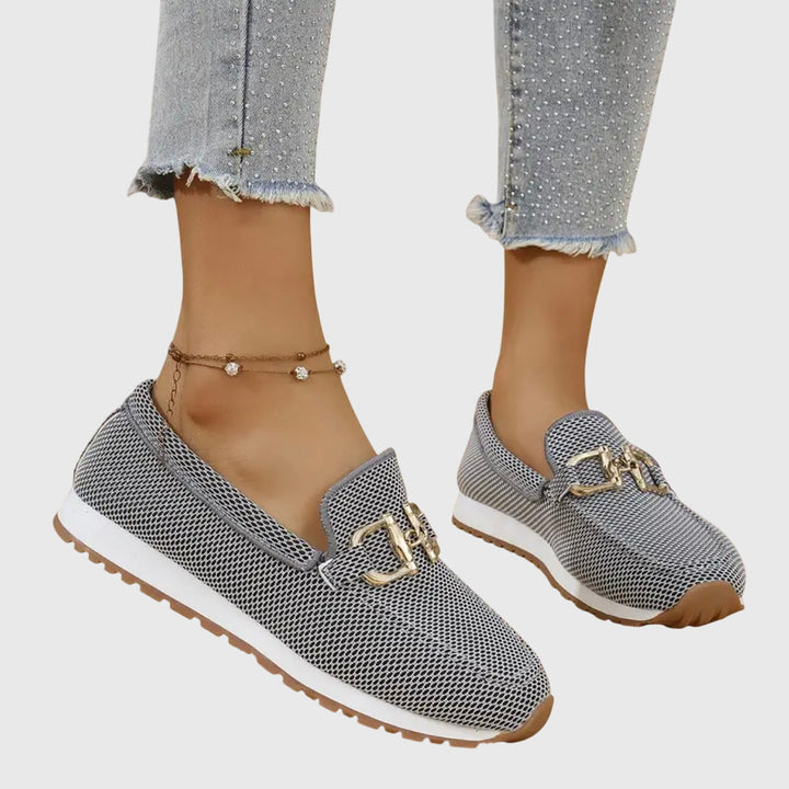 Pauline | Mocassin Femme Plateforme Maille Bleue