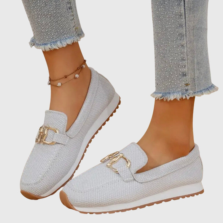 Pauline | Mocassin Femme Plateforme Maille Bleue