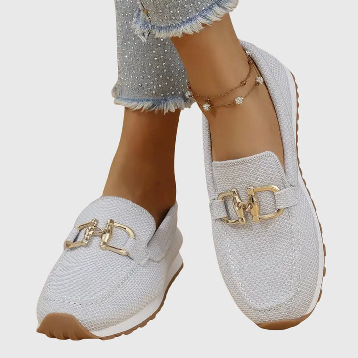 Pauline | Mocassin Femme Plateforme Maille Bleue