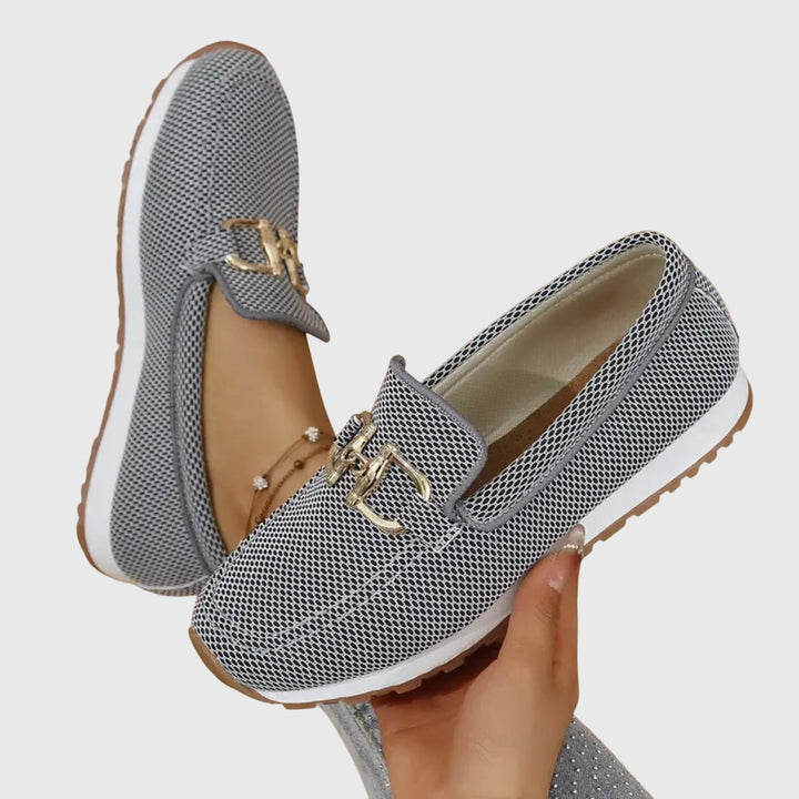 Pauline | Mocassin Femme Plateforme Maille Bleue