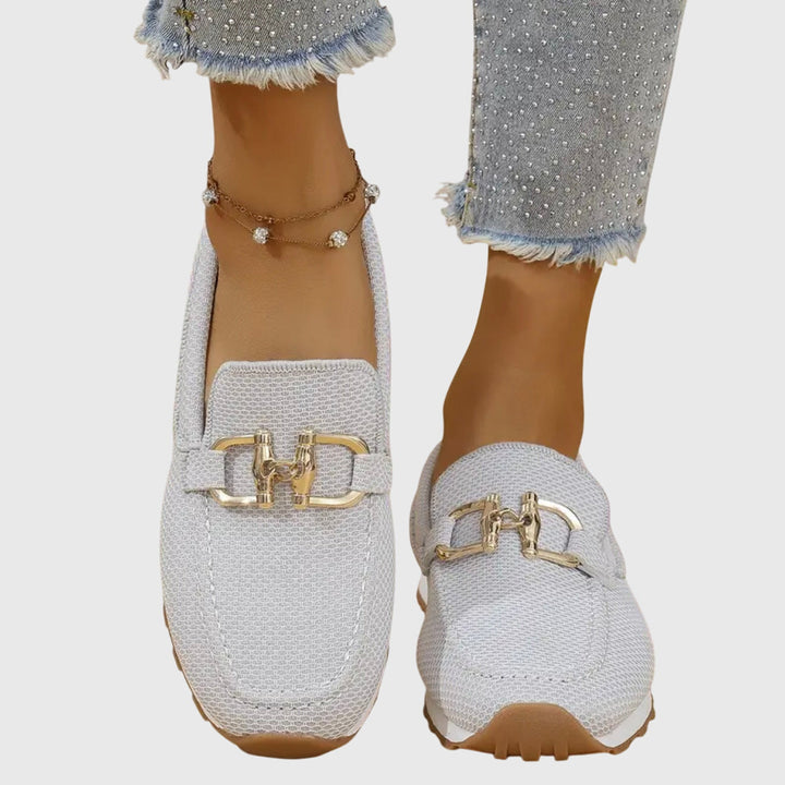 Pauline | Mocassin Femme Plateforme Maille Bleue