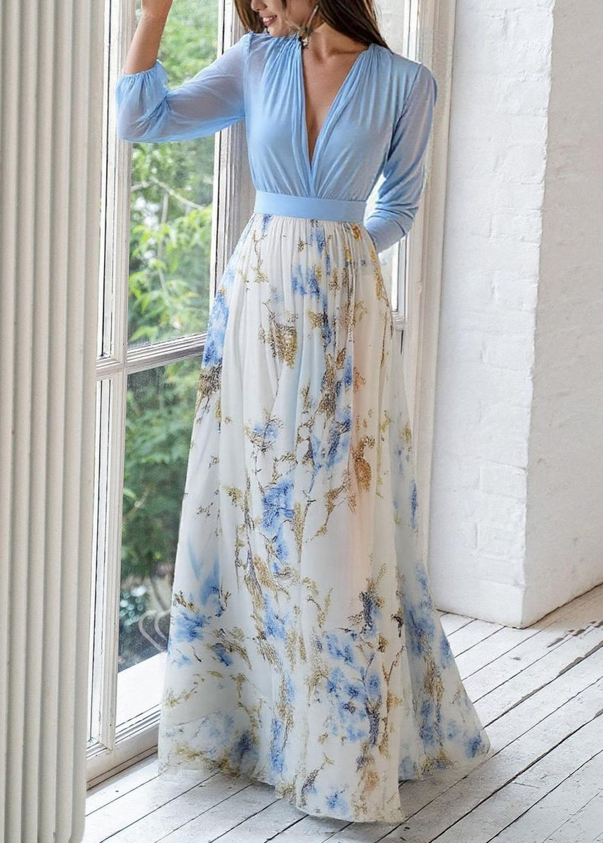 Pauline | Robe Maxi Fleurie Décolleté V Femme