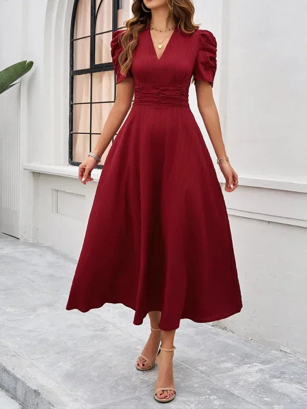 Pauline | Robe Midi Col V Soirée Femme