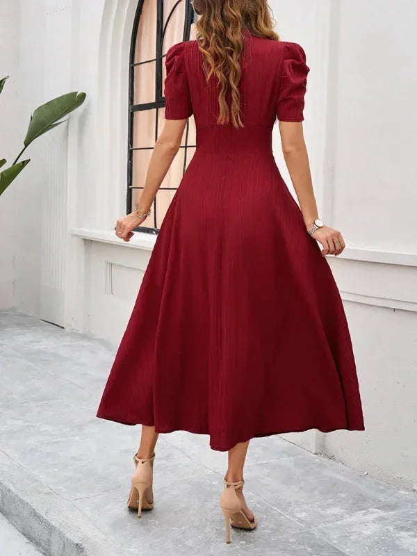Pauline | Robe Midi Col V Soirée Femme