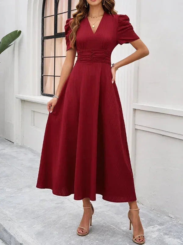 Pauline | Robe Midi Col V Soirée Femme