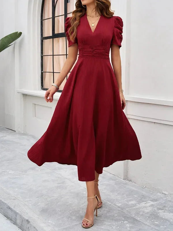 Pauline | Robe Midi Col V Soirée Femme