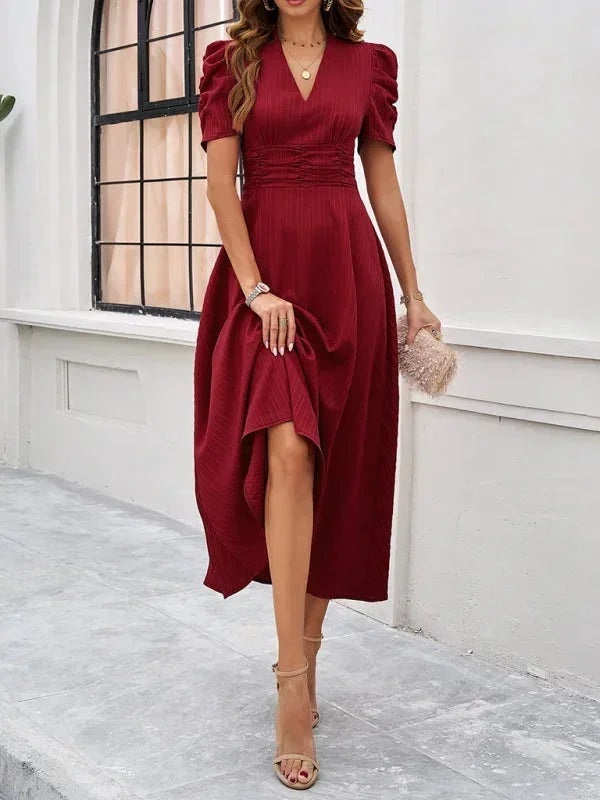 Pauline | Robe Midi Col V Soirée Femme