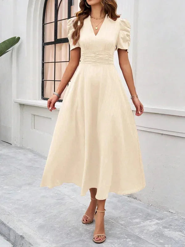 Pauline | Robe Midi Col V Soirée Femme