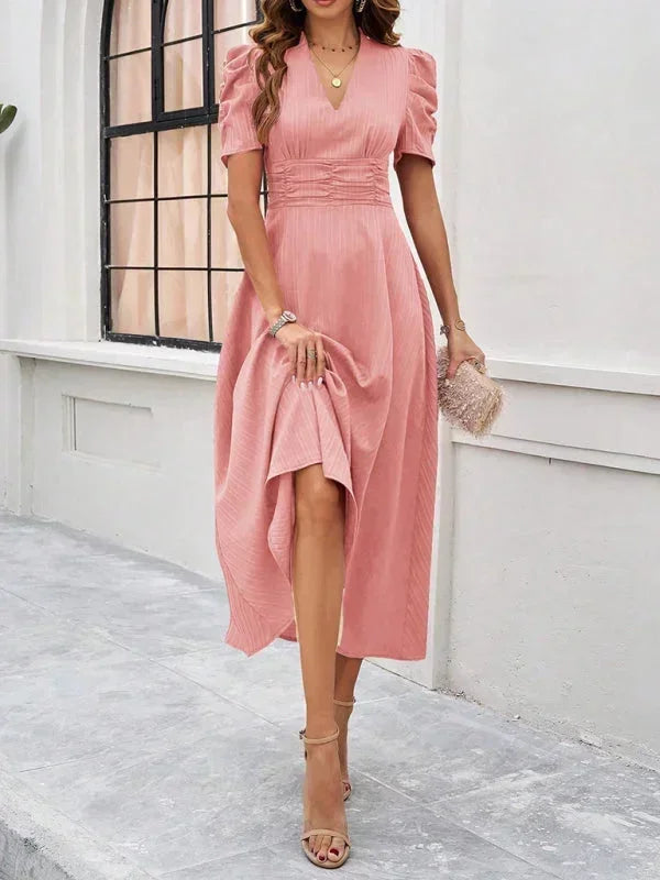 Pauline | Robe Midi Col V Soirée Femme