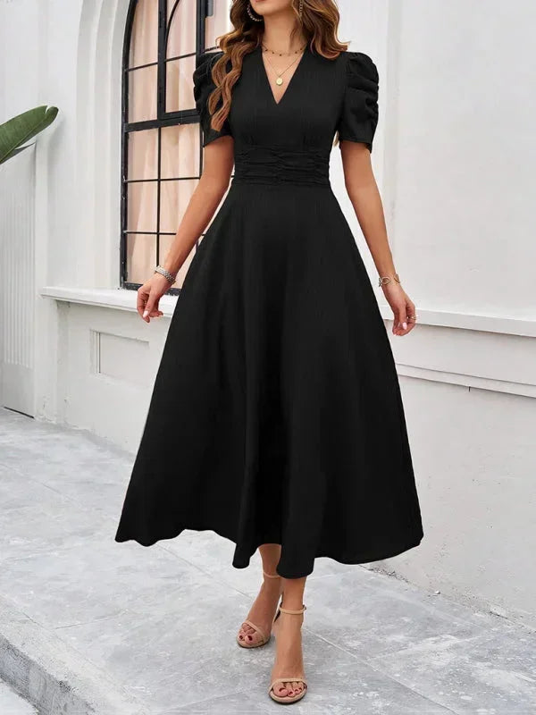 Pauline | Robe Midi Col V Soirée Femme