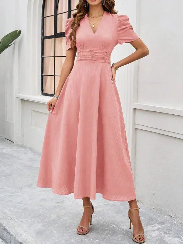 Pauline | Robe Midi Col V Soirée Femme