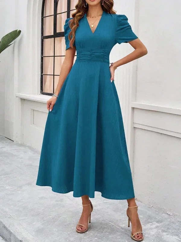 Pauline | Robe Midi Col V Soirée Femme
