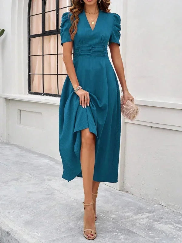 Pauline | Robe Midi Col V Soirée Femme