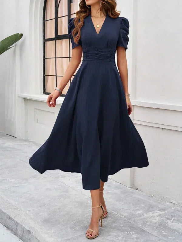 Pauline | Robe Midi Col V Soirée Femme