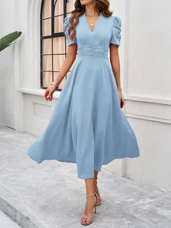 Pauline | Robe Midi Col V Soirée Femme