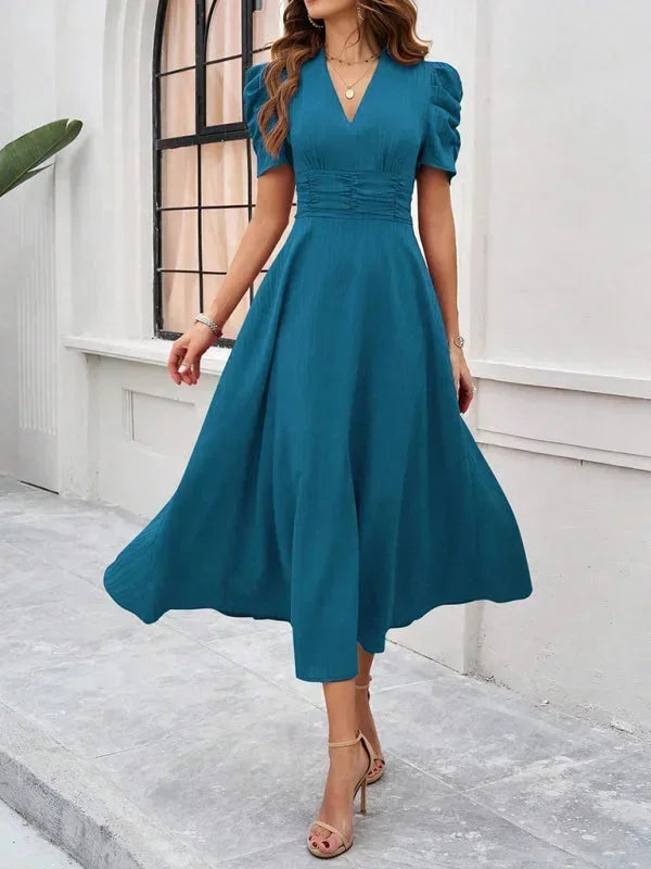 Pauline | Robe Midi Col V Soirée Femme