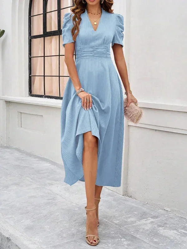 Pauline | Robe Midi Col V Soirée Femme