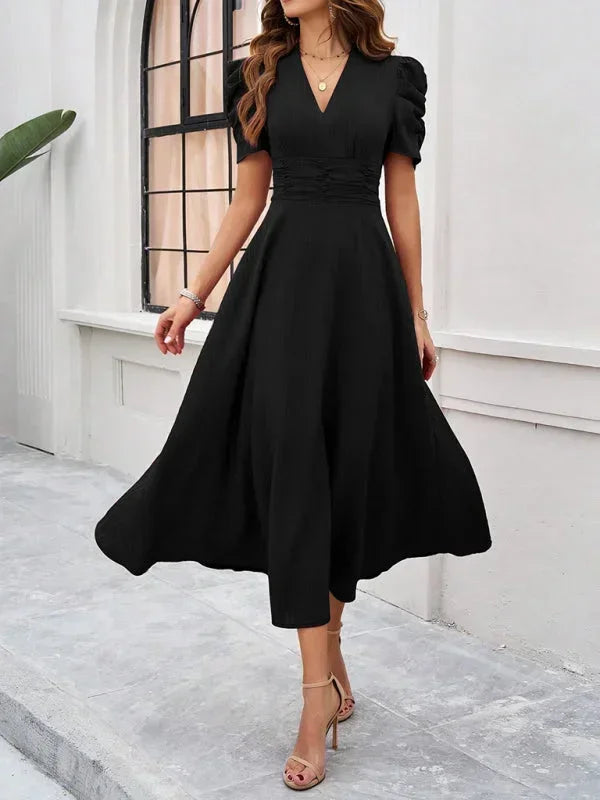 Pauline | Robe Midi Col V Soirée Femme