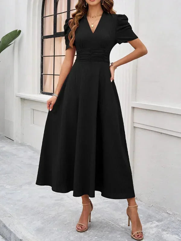 Pauline | Robe Midi Col V Soirée Femme