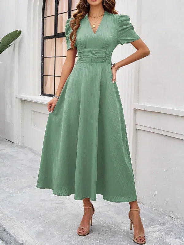 Pauline | Robe Midi Col V Soirée Femme