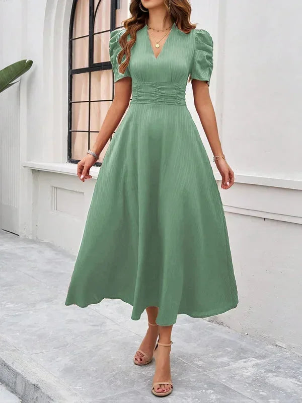 Pauline | Robe Midi Col V Soirée Femme
