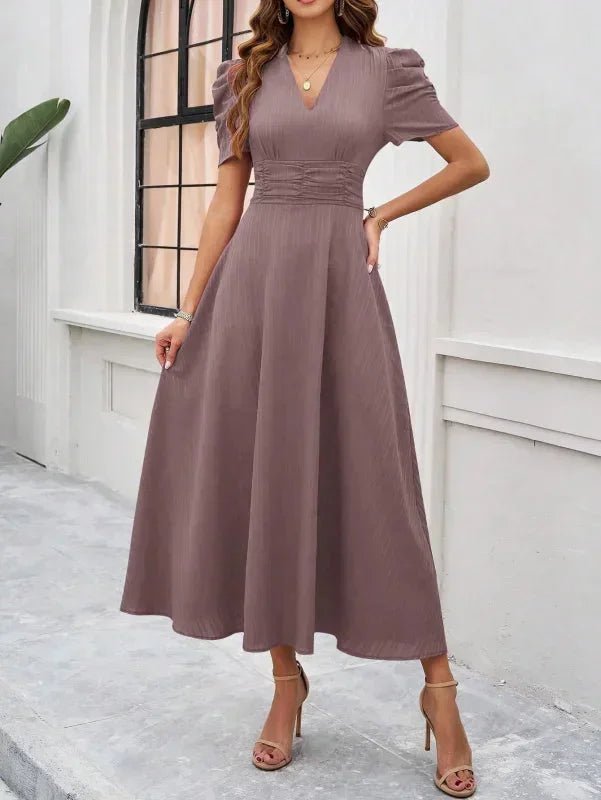Pauline | Robe Midi Col V Soirée Femme