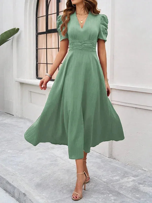 Pauline | Robe Midi Col V Soirée Femme