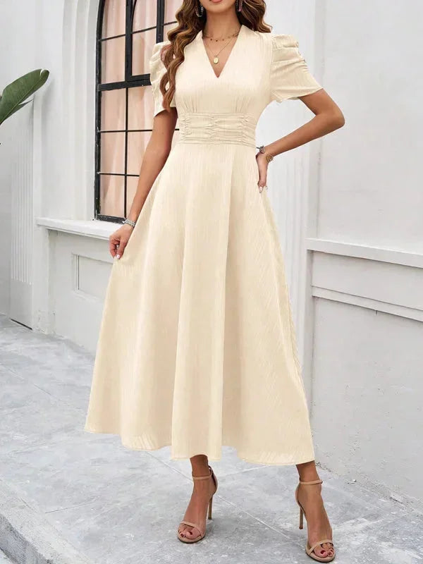 Pauline | Robe Midi Col V Soirée Femme