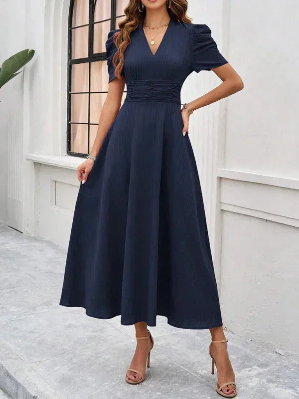 Pauline | Robe Midi Col V Soirée Femme