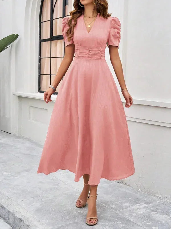Pauline | Robe Midi Col V Soirée Femme
