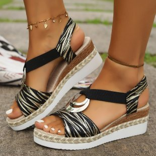 Pauline | Sandales Femme Compensées Plateforme Noires
