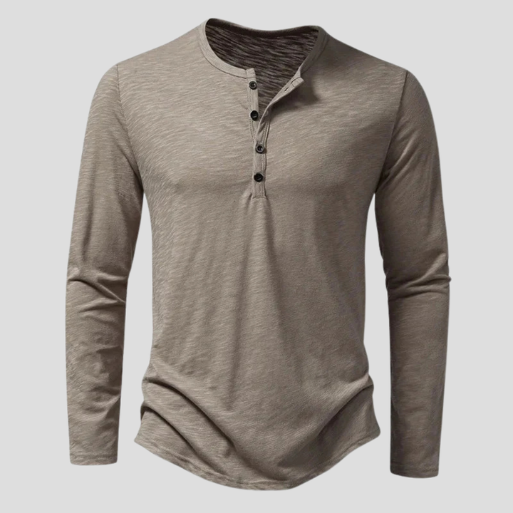 Pierre | Henley Homme Col V Manches Longues Vert Olive