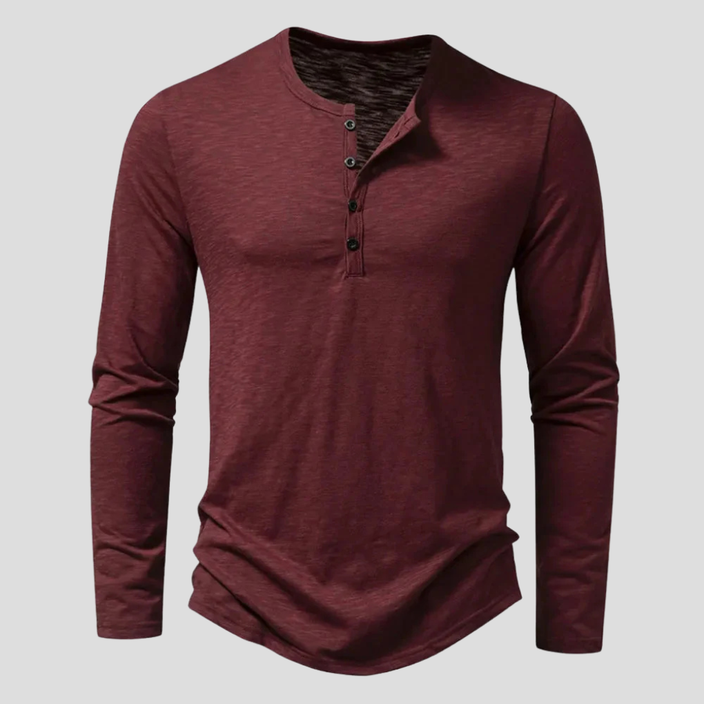 Pierre | Henley Homme Col V Manches Longues Vert Olive